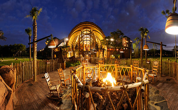 disney's animal kingdom villas jambo house at night