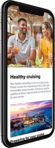 Royal caribbean app showing tips for healthy vacation